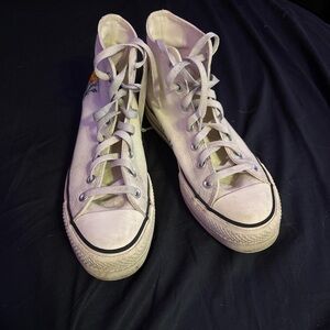 Converse High Top Sneakers in Off-White with Black Trim